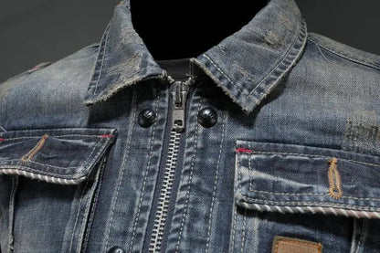 Lars - Vintage Denim Jasje met Zakjes