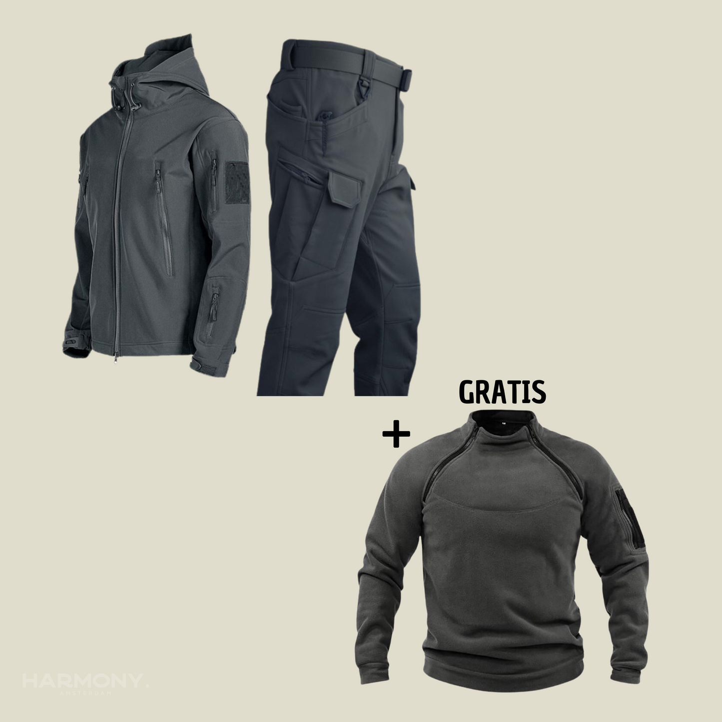 Militair | Tactisch Wind/Waterdicht pak + gratis fleece trui