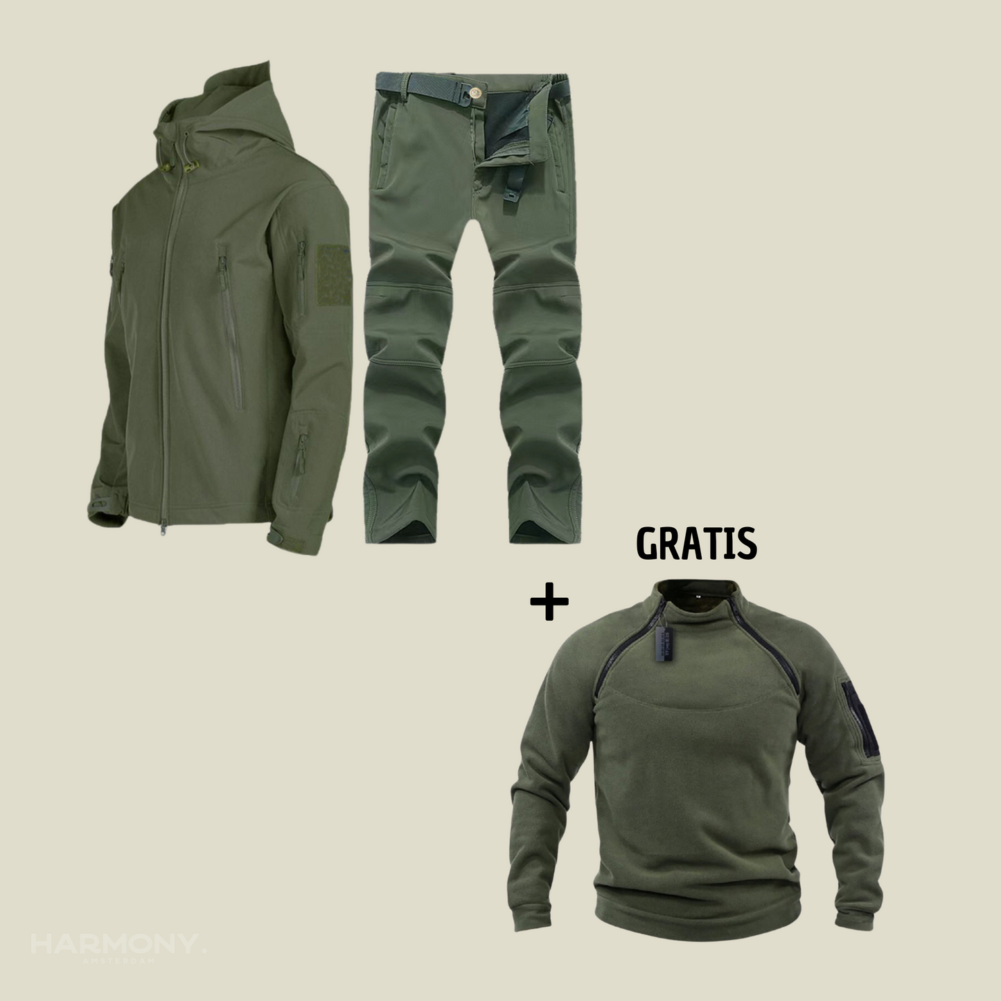 Militair | Tactisch Wind/Waterdicht pak + gratis fleece trui